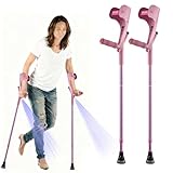 YOKABOZE Forearm Crutches for Adults Foldable Knee Patients Mobility aids for Childre and Seniors for with Leg Injury Adjustable Travel Lightweight Walking Stick (Pink Pro)