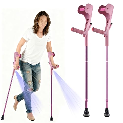 Foldable Adult Forearm Crutches – Adjustable Lightweight Pink