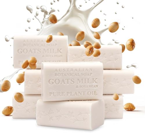 Australian Botanical Soap Goats Milk Soap with Soya Bean Oil, Pack of 8