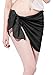 LD DRESS Chiffon Cover up Swimwear Beach Sarong Pareo Canga Swimsuit Wrap (2 pcs Set (Black+Fuchsia))
