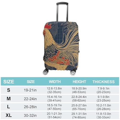 Striped Golden Rooster Suitcase Covers Luggage Protector - Travel Elastic Baggage Case Protective, Washable Anti-scratch Large Suit Case Cover for Suitcases Fits 19-32 Inch Luggages M2