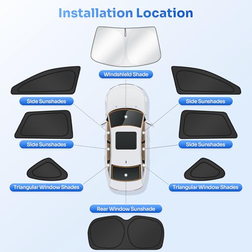 Image of Canvcle Window Shades for 2015-2019 Subaru Outback Accessories Windshield Sun Shade Side Rear Window Covers Sunshade Sun Visor Shield Privacy Protection for Camping Keep Vehicle Cool Black 8PCS