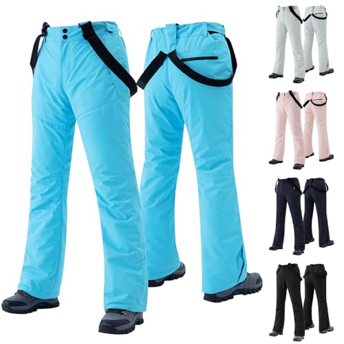 Pantalones de esquí para mujer, color negro, impermeables, pantalones de trekking, largos, elásticos, para exteriores, impermeables, con forro cálido, resistentes al viento, pantalones de invierno