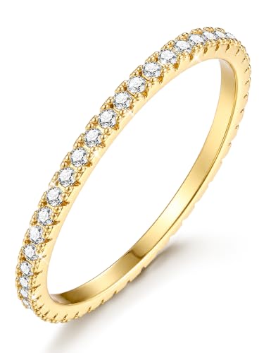 Image of Jstyle Wedding Bands for Women Eternity Band Rings Stackable Cubic Zirconia Ring 2-2.5MM Engagement Band Ring for Women Dainty Simulated Diamond Rings No Tarnish Size 5-9