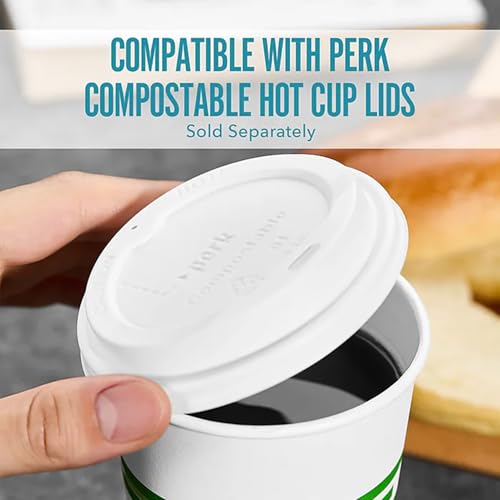 Perk Compostable Hot Paper Cups, Disposable Hot Cups for Coffee and Tea, Eco-Friendly, BPA Free, 12 oz (500 Cups)