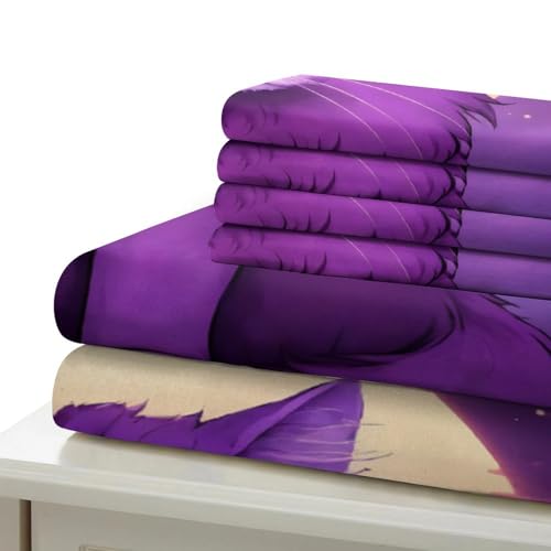 Housse de couette fleurs violettes microfibre ultra douce avec zip