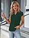 Blooming Jelly Women's Dressy Casual Tops Business Work Blouses 2026 Summer Button Down Shirts Short Cap Sleeve V Neck Tshirt (Dark Green,Small)