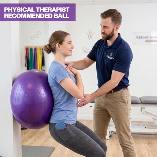 Image of Sotiff Pilates Kit 23-26 Inch Pilates Yoga Ball Exercise Balls and Resistance Band Set for Workout Pregnancy Stability 15-25lbs Anti-Burst with Foot Pump for Office, Home and Gym