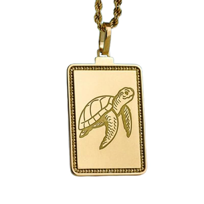 Collier pendentif tortue argent sterling 925 plaqué or 45cm