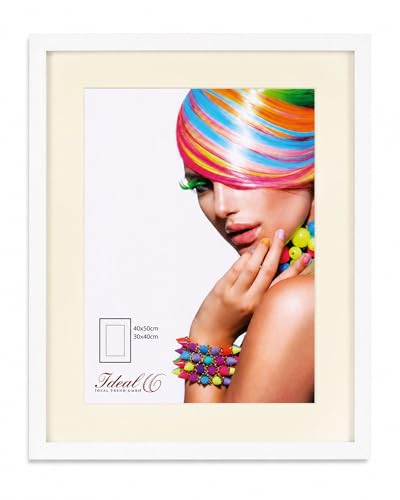 IDEAL TREND 3D Objektrahmen Holz Bilderrahmen Wanddeko Collage Poster Shirt Trikot Rahmen: Farbe: Weiß | Format: 40x50
