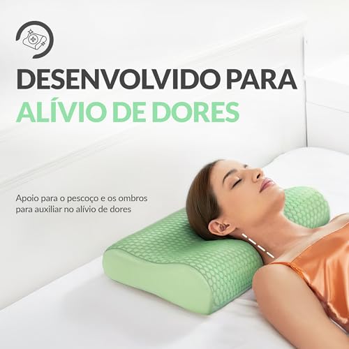 Travesseiro Cervical com Espuma de Memória NASA e Fronha de TPE Momo Lifestyle Nuvana, Respirável, E