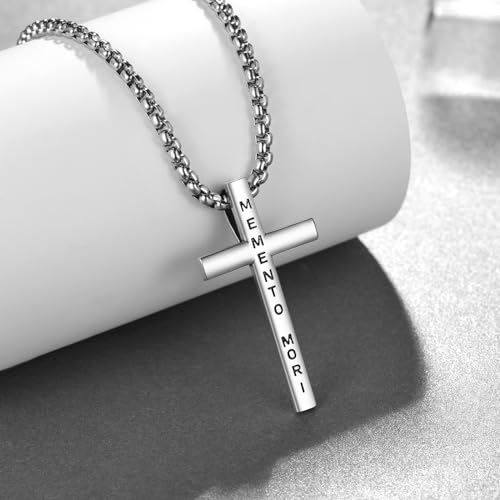 Mori Memento Necklace Sterling Silver Memento Mori Jewelry for Men Women 22+2 Inch Chain2