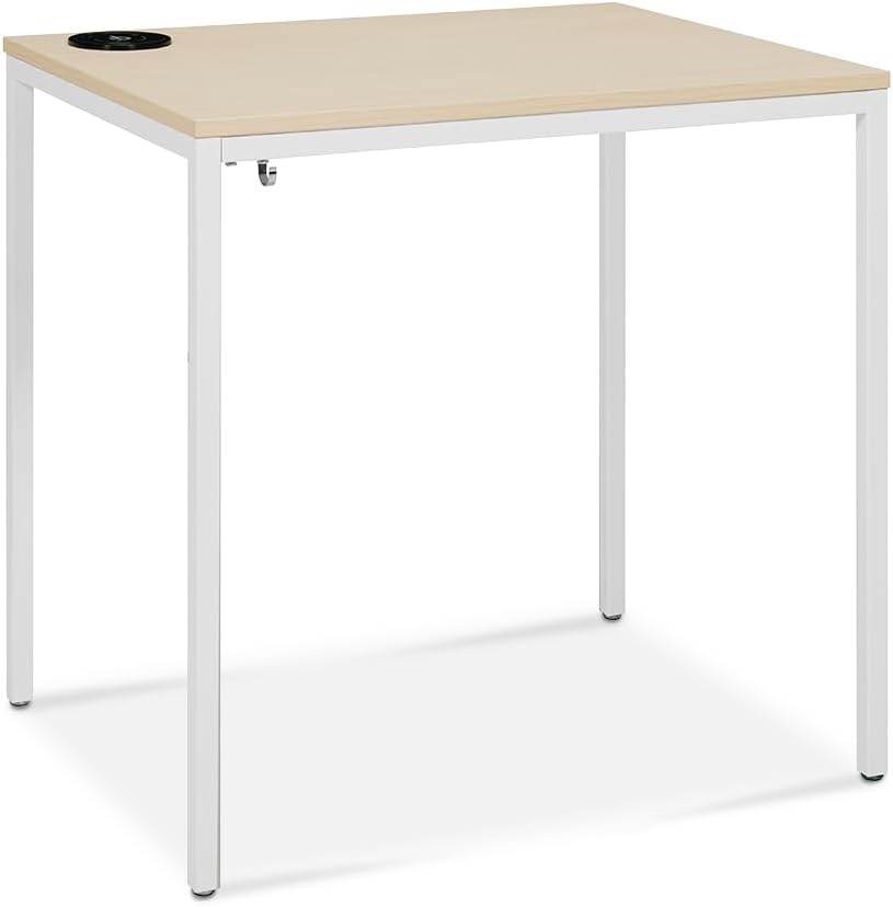 Brite Table Desk 30" W x 24" D x 30" H - Light Maple Top/White Steel Frame - Commercial Quality