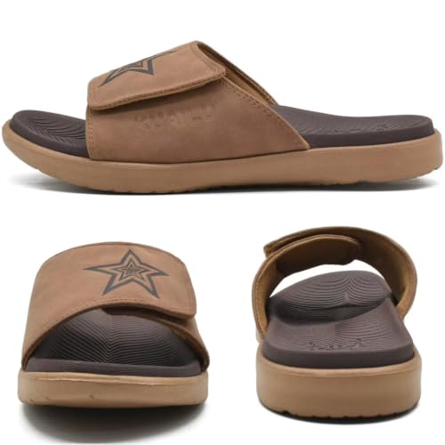 Image of KuaiLu Mens Slide Sandals Orthotic Arch Support Athletic Sport Sandals For Men Adjustable Comfort Slippers With Soft Cushioning For Outdoor