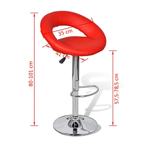 VidaXL 2X Sgabello da Bar Rosso Regolabile