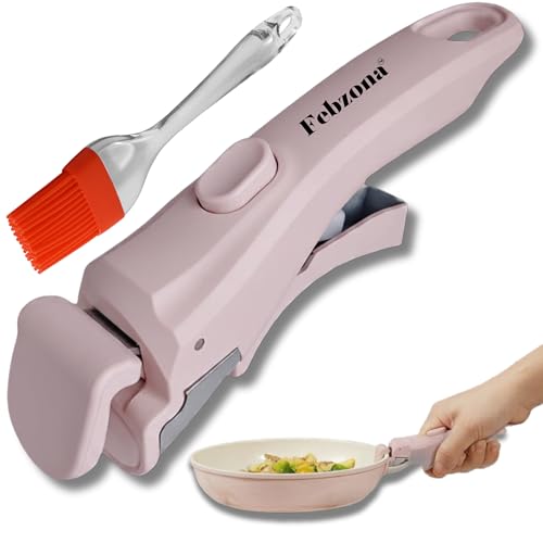 Image of Febzona pakkad for Kitchen-Removable Handle-Detachable Holders Cookware, Universal Pot Handle, Idukki pakad Tongs sansi sandasi for Utensils (Light Pink)