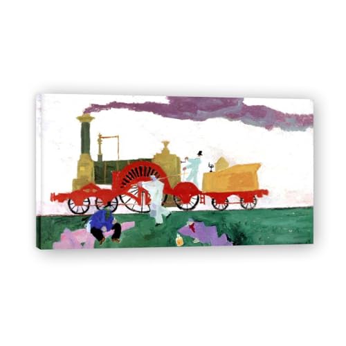 Tableau imprimé sur toile locomotive pour décorer un bureau ou salon moderne 30x54cm