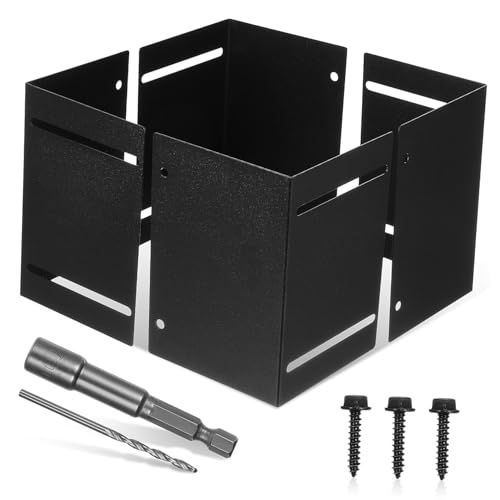 Didiseaon Kit Protecteur Ajustable Pour Poteaux Métal Protection Robuste Pour Poteaux De Clôture Et Boîtes Aux Lettres Bois Pluie Et Dommages Manchon De Base Réglable Facile à Installer Noir