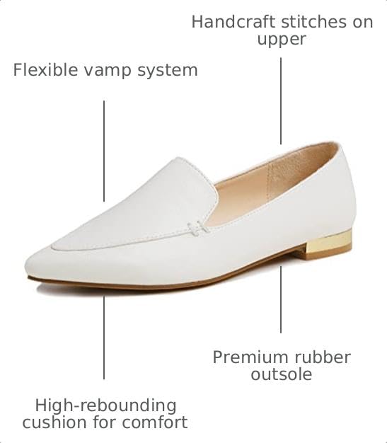 Image of FEVERSOLE Women's Loafer Flat Pointed Deco Low Heel Fashion Slip On Dress Driving Office Shoes