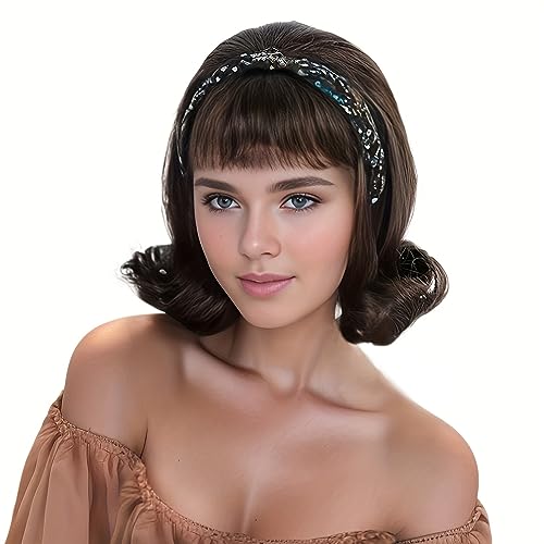 REEWES Retro Wigs 60s Beehive Curl Hair Wig for Women Daily 50s 70s Costume Cosplay Party Womens Wigs with Cap(Brown)