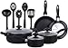 13 Pieces Heavy Duty Cookware Set - Black, Highly Durable, Even Heat Distribution, Double Nonstick Coating - Multipurpose Use for Home, Kitchen or Restaurant (Bakelite Handle)
