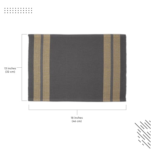 Image of Encasa XO Dining Table Mats Set of 6, Ribbed Cotton Table Mat 46x32 cm | Handmade Heat Resistance Table Placemats, Non Slip, Washable & Durable Place Mat for Centre Table, Living Room Ladder Grey