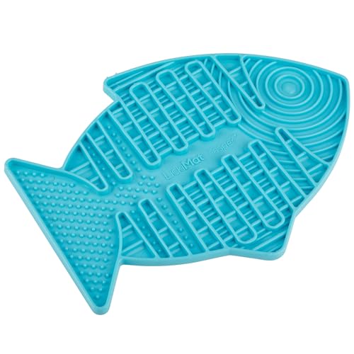 Image of Lickimat Casper, Fish-Shaped Cat Slow Feeders for Feline Boredom and Anxiety Reduction; Perfect for Food, Treats, Yogurt, or Peanut Butter. Fun Alternative to a Slow Feed Cat Bowl or Dish, Turquoise