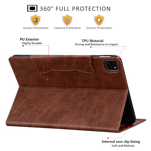 Coque iPad Pro 12.9 2018 bleu en cuir de style premium avec rabat portefeuille