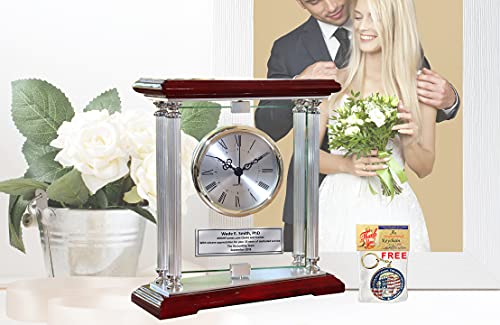 Personalized Engraved Clock European Inspired Rosewood Mantle Designer Clock Award Retirement Gift, Wedding Gift Anniversary Present Employee Recognition Service Award Birthday #TOP1