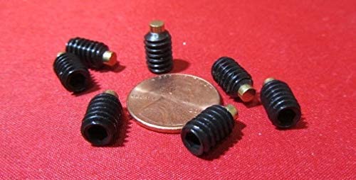 Black Oxide Steel Brass Tip Set Screw 1/4-20 x .375 (3/8") Thread Length 25 pcs