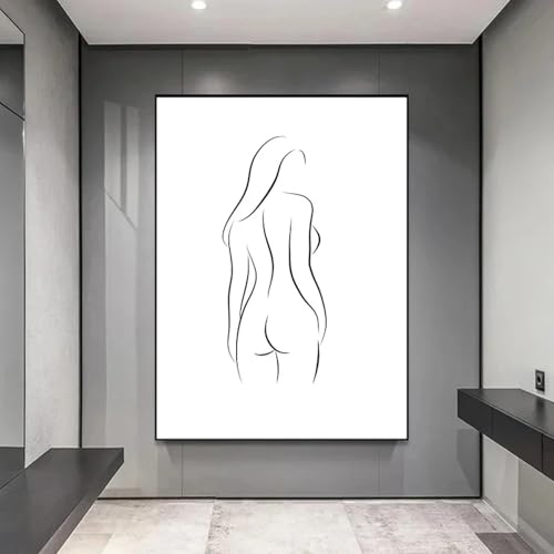 Affiche rétro noire et blanche femme sexy pour mur vide salon chambre