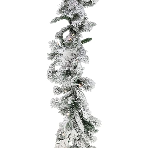 Fraser Hill Farm 9-Ft. Mountain Pine Flocked Christmas Garland with