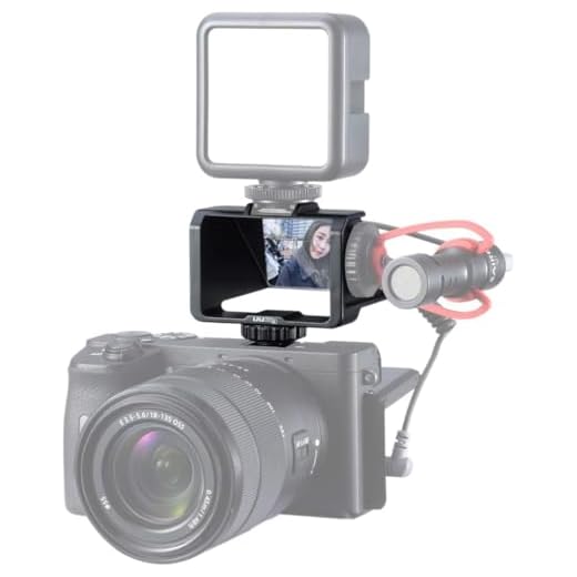UURig Vlog Selfie Flip Screen for Mirrorless Camera for Sony A7R3 A7III A7II A6000/A6300/A6500 Cold Shoe Bracket Microphone Mount for Fujifilm XT3 XT20 Canon Panasonic GX85 Nikon Z7 Reverse Mirror