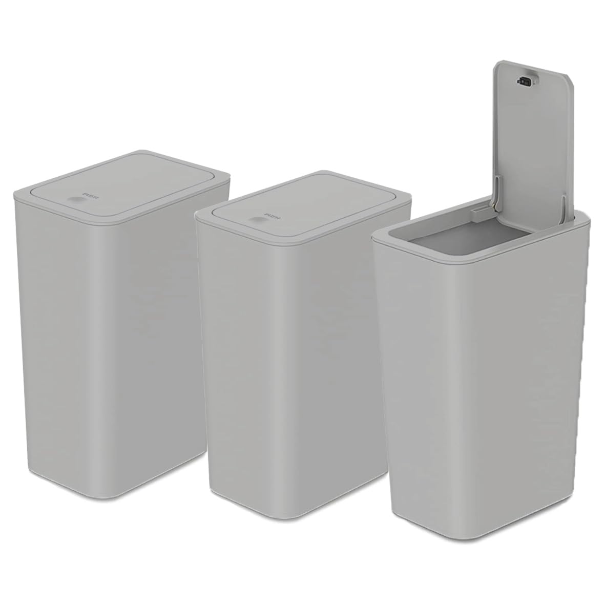 Umtiti 3 PCS 10 L / 2.6 Gal Garbage Can with Pop-up Lid.Small Trash Can with Lid, Waste Basket for Kitchen, Bedroom, Office，Bathroom. GY-3pcs — image 1