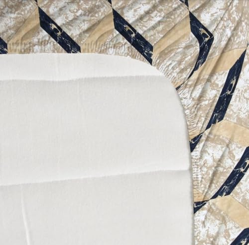 Image of NEW LEAF Premium 100% Cotton Feel Elastic Fitted Single Mattress Bedsheets with 1 Pillow Cover| All Around Elastic 200 TC Supersoft | (Size-78+36+6 inches, Beige Navy Marble