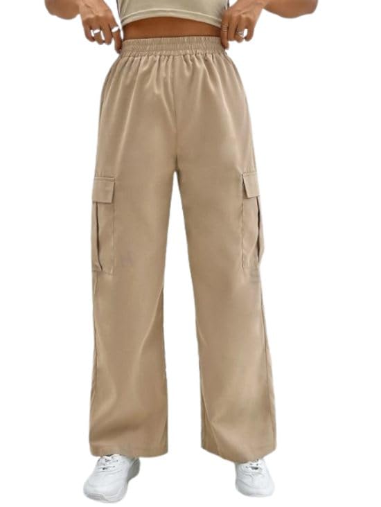 syyncro Women's Western High Waist Solid Cargo Jogger Pants & Trousers for Women/Girls-picture-14