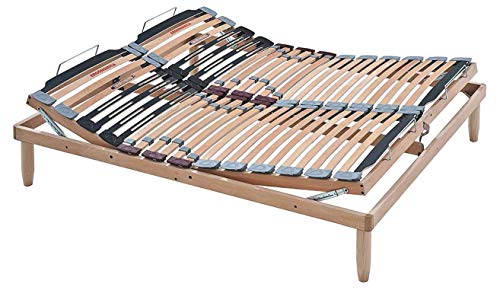 EVERGREENWEB El Mejor Somier ELÉCTRICO De Listones De Madera, MOTORIZADO, Reforzado Con Estructura De Hierro Doble + 4 Patas Extraíbles (Tecna, 80 X
