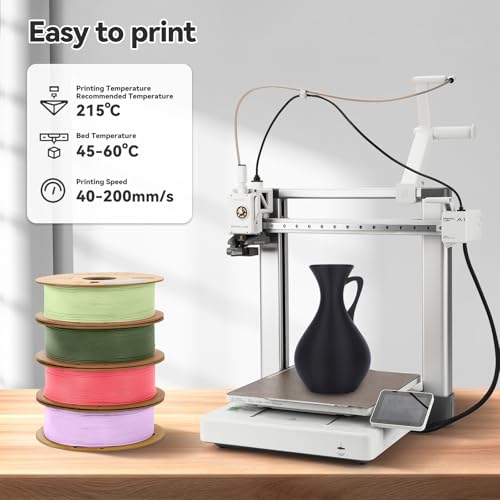Image of 3DHoJor Matte PLA Filament 1.75mm, Upgrade Matte 3D Printer PLA Filament, 1KG Cardboard Spool 3D Printing Filament for 3D Printers(Matte Black)
