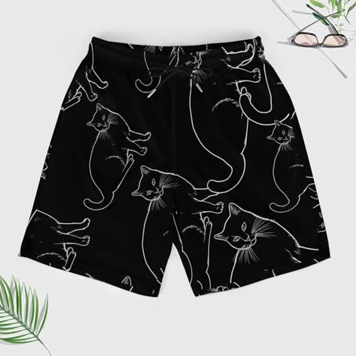 Black Cat Men's Swim Trunks Board Shorts Quick Dry Bathing Suit Swimwear with Compression Liner3