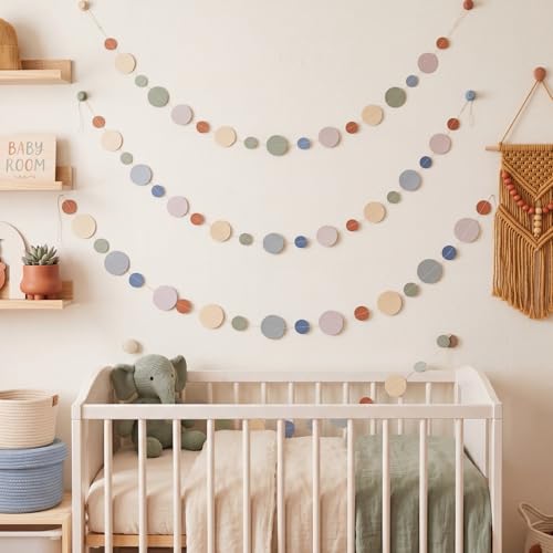 Image of Outus 5 Pieces Colorful Circle Garland Banner Hanging Paper Dot Decorations for Classroom, Birthday Party, Baby Shower, Wedding Backdrop & Photo Booth Graduation Decor (Boho Color)