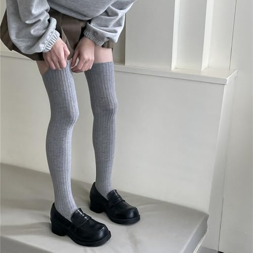 Y2K Solid Color Pure Cotton Long Knee-high Socks (White)3