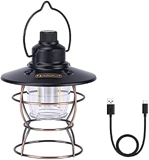 Rechargeable Camping Lights, SOPPY Vintage Camping LED Lantern, Ultra Bright Tent Light, 2000mAh Battery, Water Resistant, Dimmable and Colour Changing, Outdoor Electronic Lamp for Emergency - Black