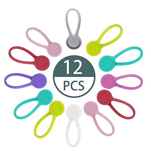 Magnético Winders, 12 Piezas Bobinadoras de Cable Magnético,Enrollador de Cable Magnético,para Auriculares, Cable USB, Cocina Doméstica y Uso Escolar (8 Colores)