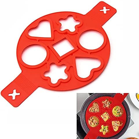 Silicone Pancake Mould Ring Egg Maker Mold Round Non Stick Pancake Mould Pancake Shape Flip Pancake Maker Pancake Mould Non-Toxic and Tasteless for Easy DIY Baking Pan for Eggs Fried Eggs Pancakes Cover