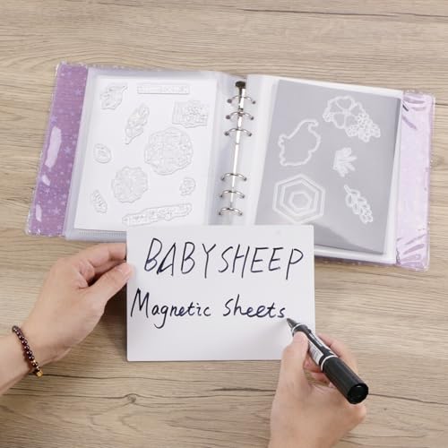 Image of 60pcs Magnetic Sheets and Storage Bags for Stamps and Dies Storage with Album Pocket, Die Cut Storage Set for Storage Die Cutting,DIY Scrapbooking,Card Making Supplies (Purple 2 Sets)