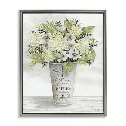 'French Floral Greenery Bouquet'| Floating Frame Canvas Art