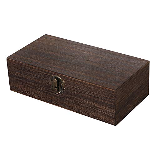 ompait Retro Wooden Stash Boxes Wood Storage Box with Hinged Lid Decorative Wooden Jewelry Makeup Boxes