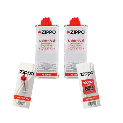 Zippo Lot de 2 recharges d'essence pour briquet avec mèche et 6 pierres 125 ml