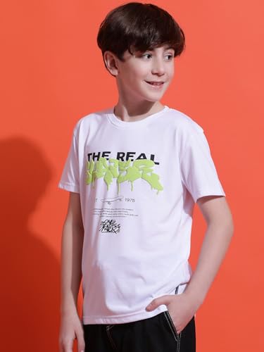 Image of Li'l Tomatoes Boys Cotton T-Shirt | Graphic Printed Half Sleeve Casual Summer Wear | Soft & Breathable | 9-16 Years