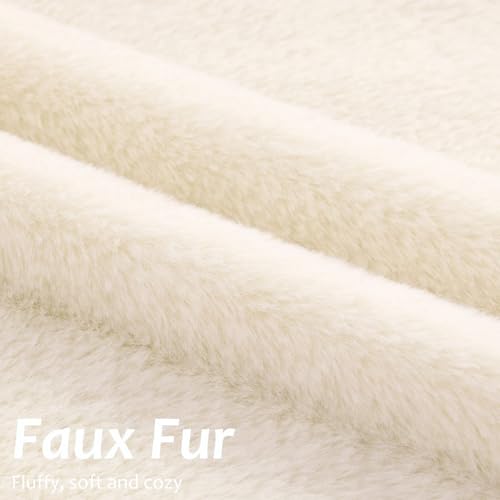 Pallene Faux Fur Plush Throw Pillow Covers 18x18 Set of 2, Soft Fluffy Couch Pillow Covers for Living Room, Beige